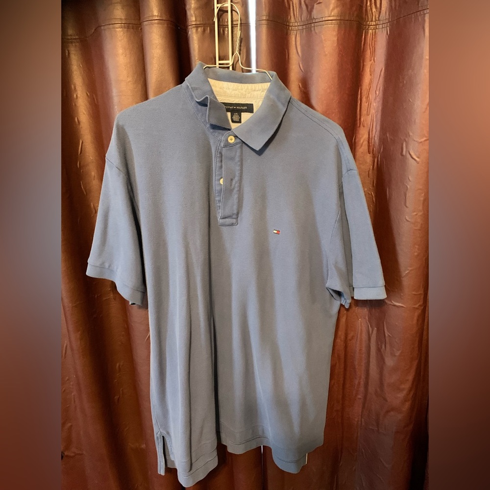 Tommy Hilfiger retro polo tee light blue large